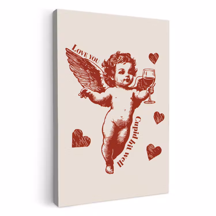 Canvas schilderij - Cupido - Hartjes - Rood - Klassiek — 1