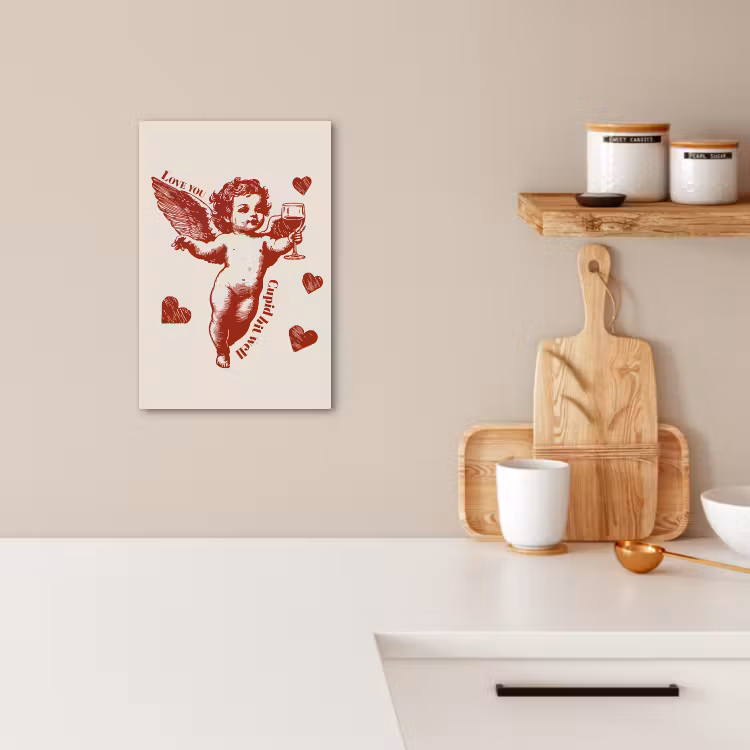 Canvas schilderij - Cupido - Hartjes - Rood - Klassiek — 3