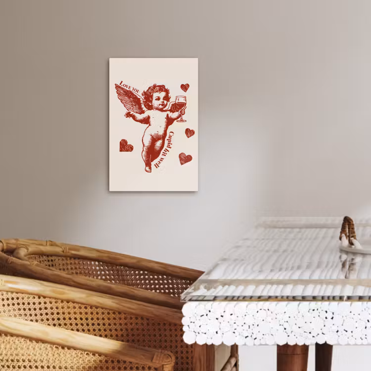 Canvas schilderij - Cupido - Hartjes - Rood - Klassiek — 4