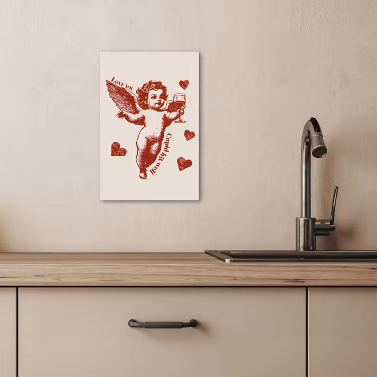 Canvas schilderij - Cupido - Hartjes - Rood - Klassiek — 5