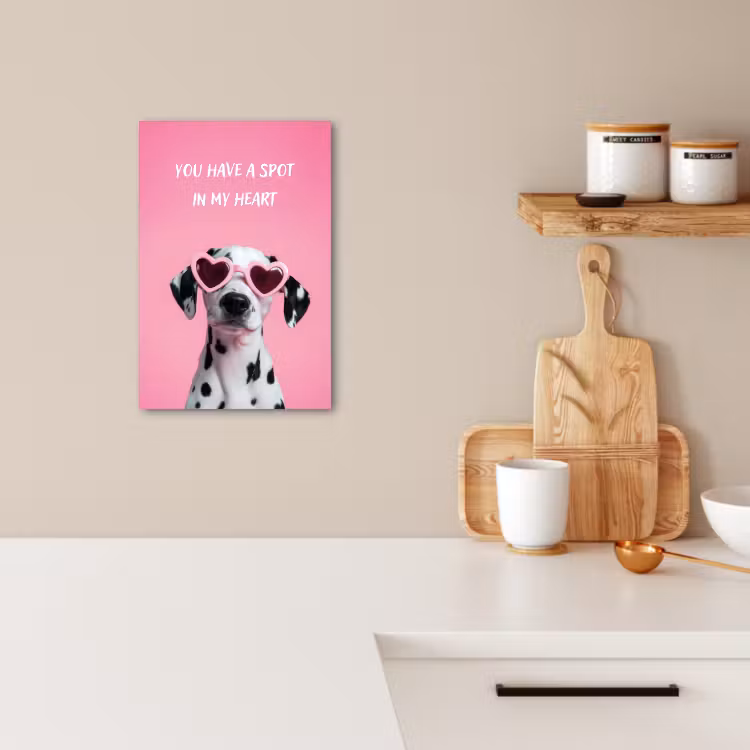 Canvas schilderij - Hartjes - Hond - Valentijn - Roze — 3
