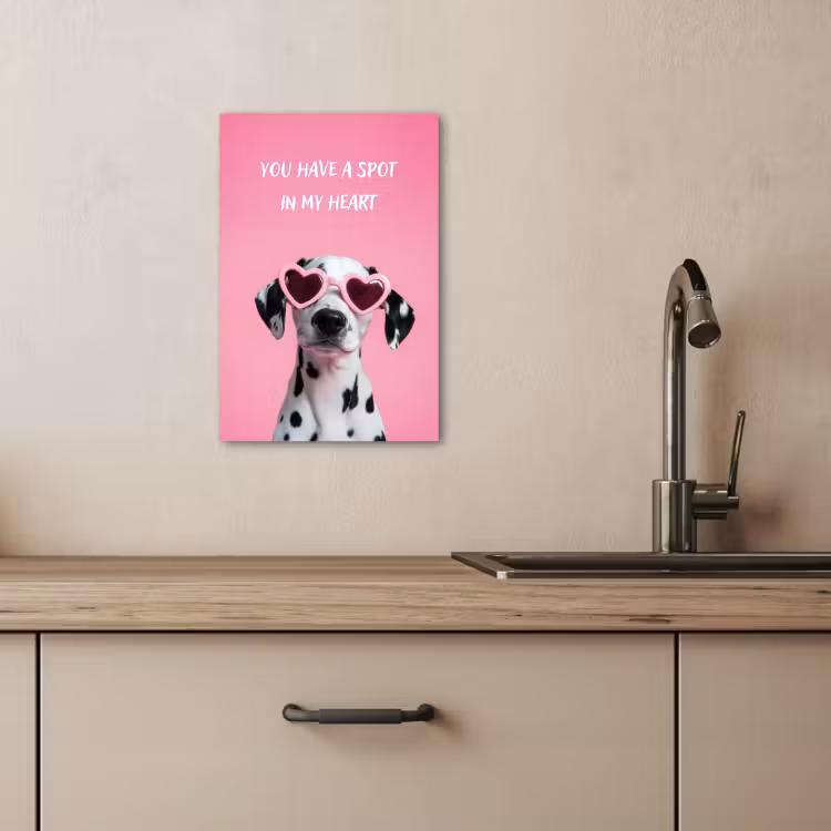 Canvas schilderij - Hartjes - Hond - Valentijn - Roze — 4