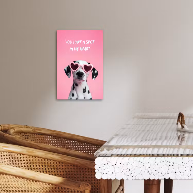 Canvas schilderij - Hartjes - Hond - Valentijn - Roze — 5