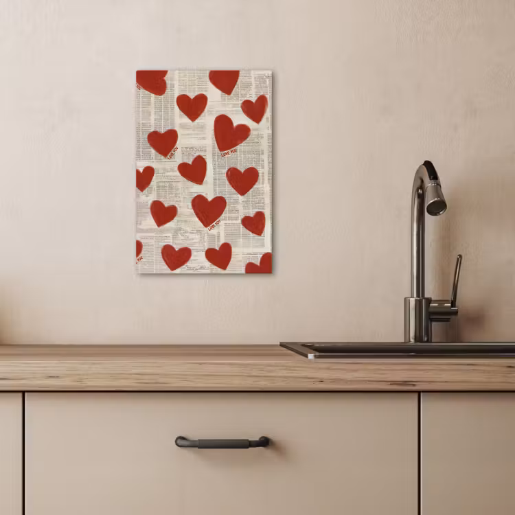 Canvas schilderij - Hartjes - Krant - Loveyou — 3