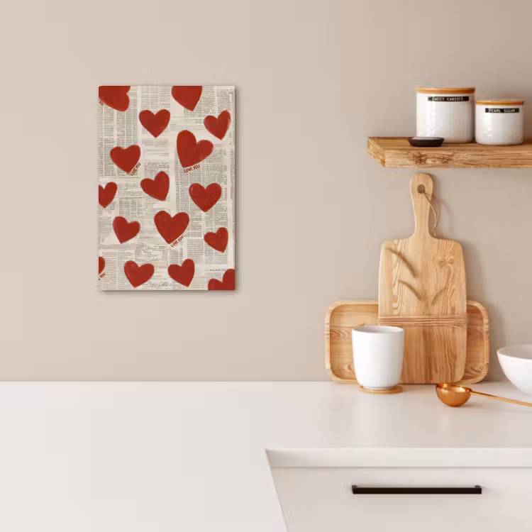 Canvas schilderij - Hartjes - Krant - Loveyou — 4