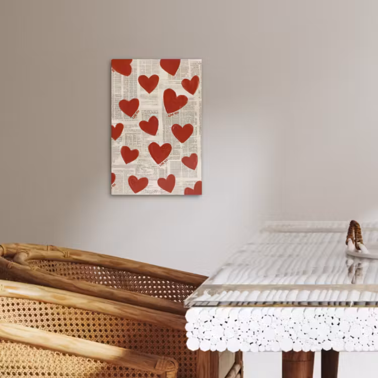 Canvas schilderij - Hartjes - Krant - Loveyou — 5