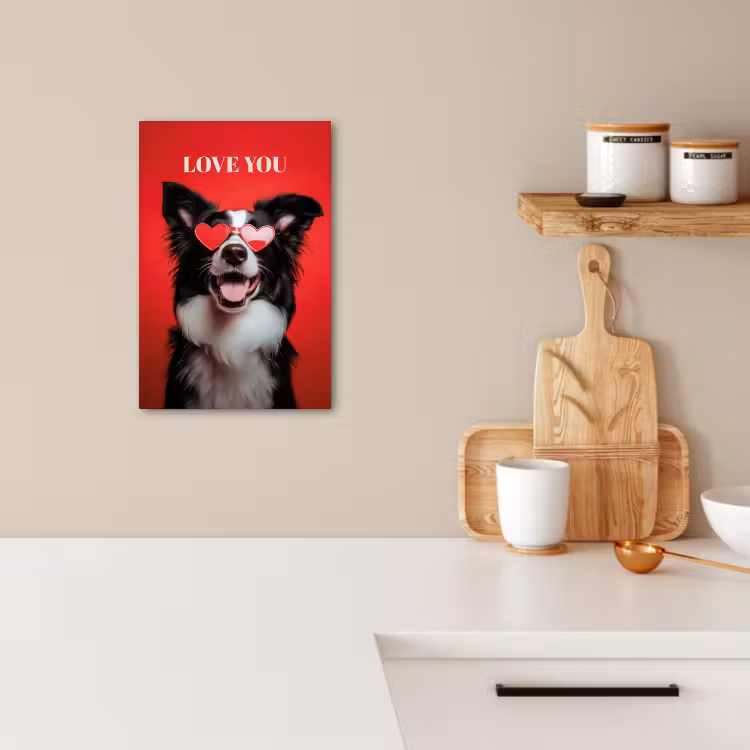 Canvas schilderij - Hond - Hartjesbril - Loveyou - Rood — 3