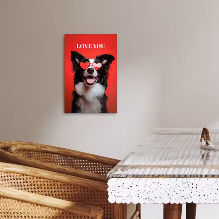 Canvas schilderij - Hond - Hartjesbril - Loveyou - Rood — 4
