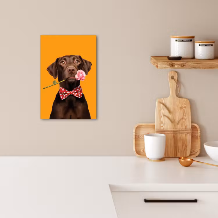 Canvas schilderij - Hond - Oranje - Roos - Valentijn — 5