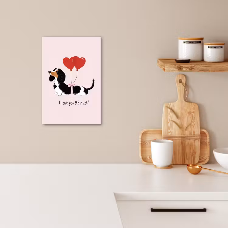 Canvas schilderij - Hond - Teckel - Valentijn - Love — 4
