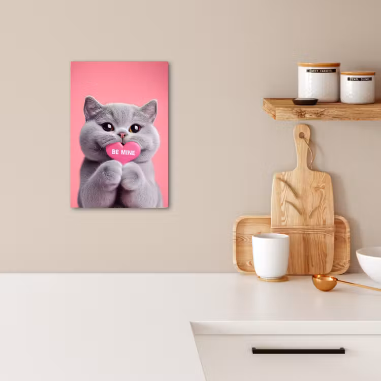 Canvas schilderij - Kat - Valentijn - Roze - Liefde — 3