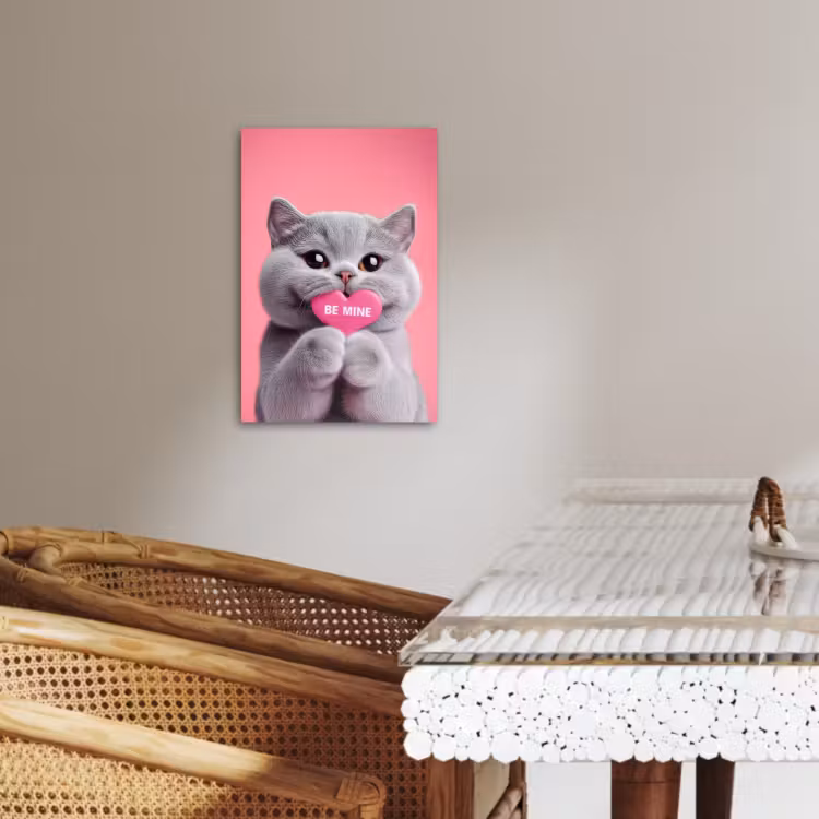 Canvas schilderij - Kat - Valentijn - Roze - Liefde — 4