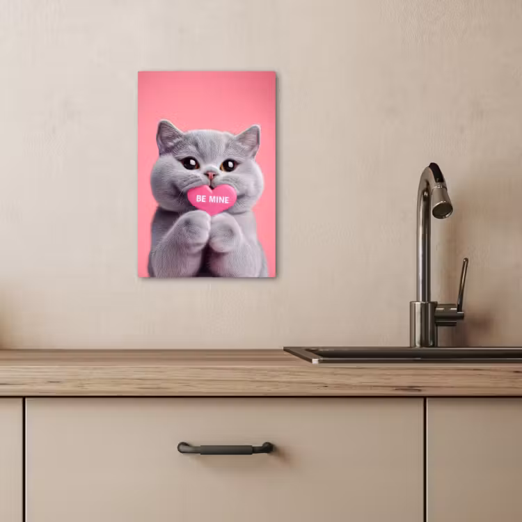 Canvas schilderij - Kat - Valentijn - Roze - Liefde — 5