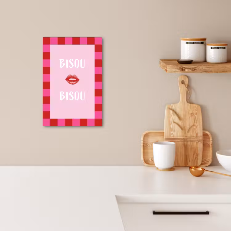 Canvas schilderij - Kiss - Roze - Frans - Valentijn — 3