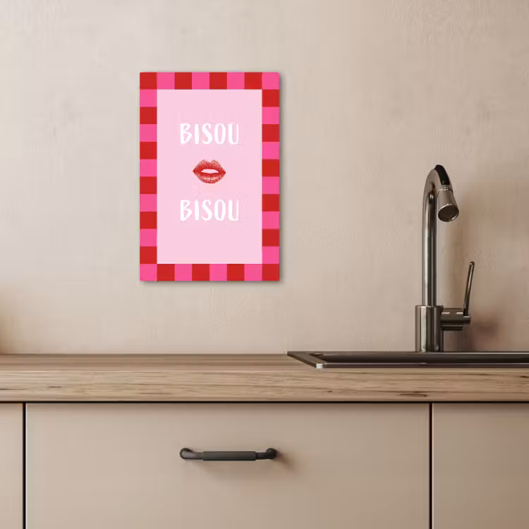 Canvas schilderij - Kiss - Roze - Frans - Valentijn — 5