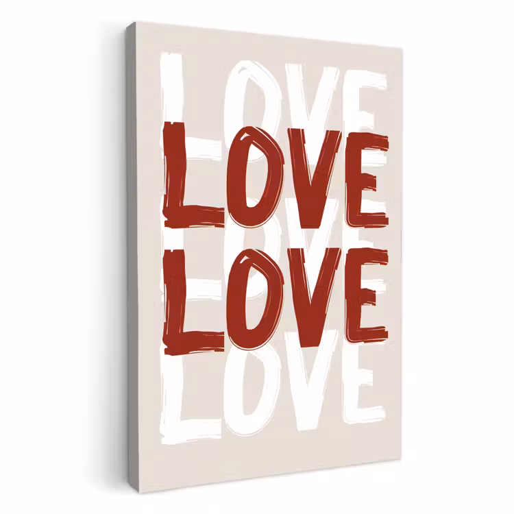 Canvas schilderij - Love - Rood - Tekst — 1