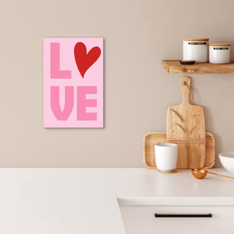 Canvas schilderij - Love - Roze - Hart - Valentijn — 1