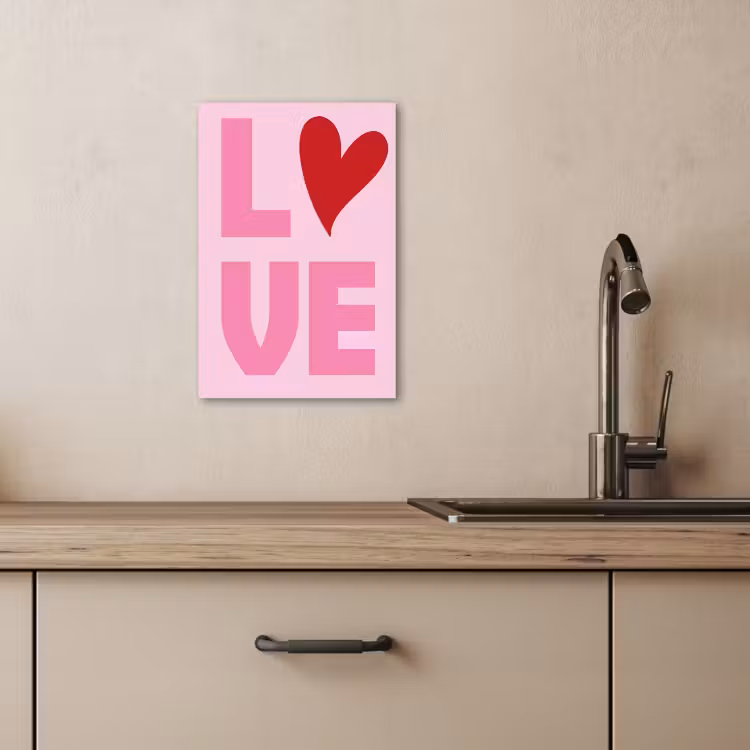 Canvas schilderij - Love - Roze - Hart - Valentijn — 2