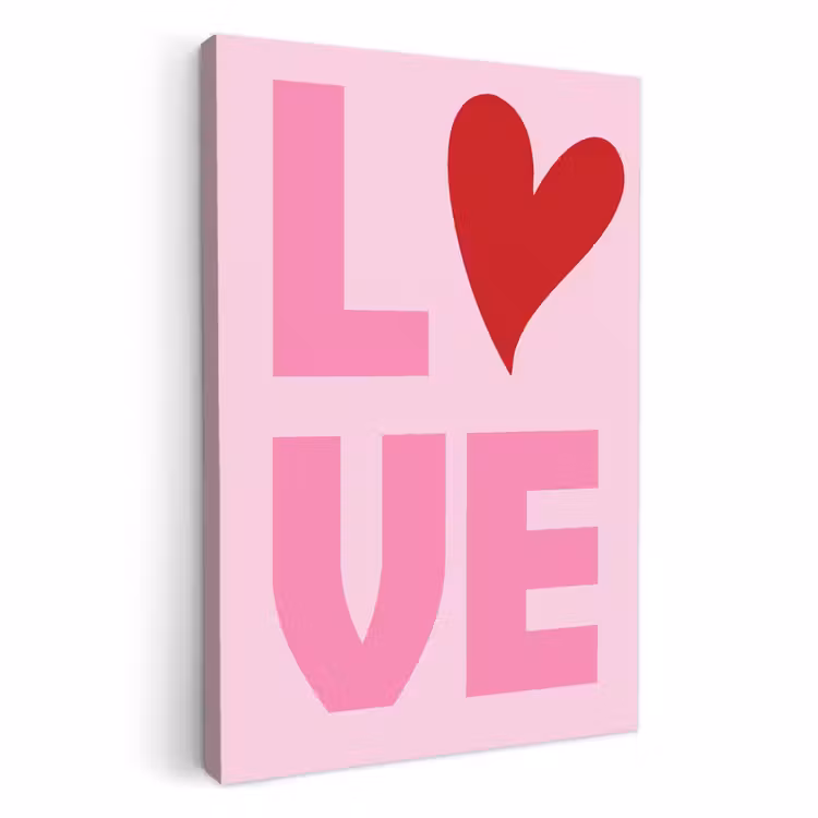 Canvas schilderij - Love - Roze - Hart - Valentijn — 3