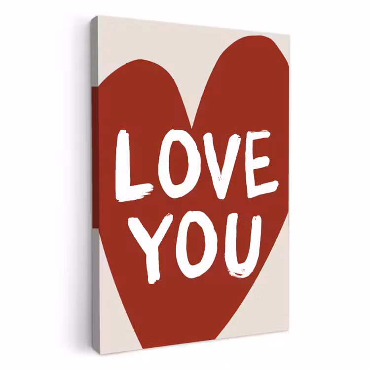 Canvas schilderij - Loveyou - Hart - Rood — 1