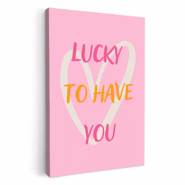 Canvas schilderij - Lucky - Love - Valentijn - Roze — 1