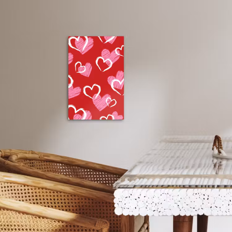 Canvas schilderij - Patroon - Hartjes - Roze - Valentijn — 2