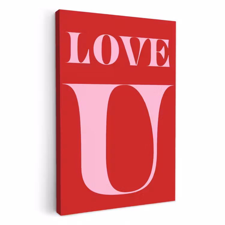 Canvas schilderij - Rood - Love - Valentijn - Roze — 1