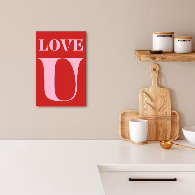 Canvas schilderij - Rood - Love - Valentijn - Roze — 3
