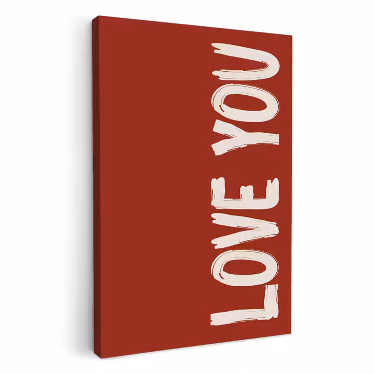 Canvas schilderij - Schuin - Loveyou - Rood — 1