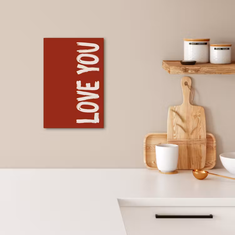 Canvas schilderij - Schuin - Loveyou - Rood — 3