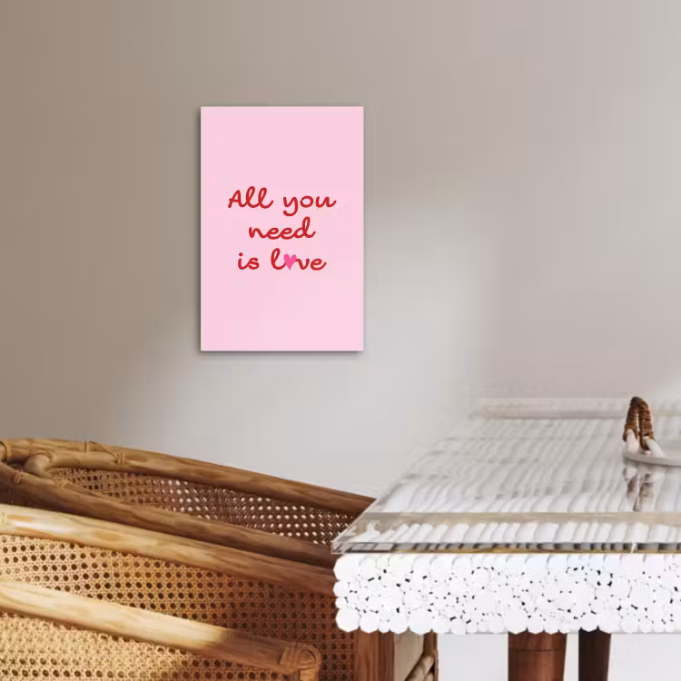 Canvas schilderij - Tekst - Roze - Love - Hart — 1