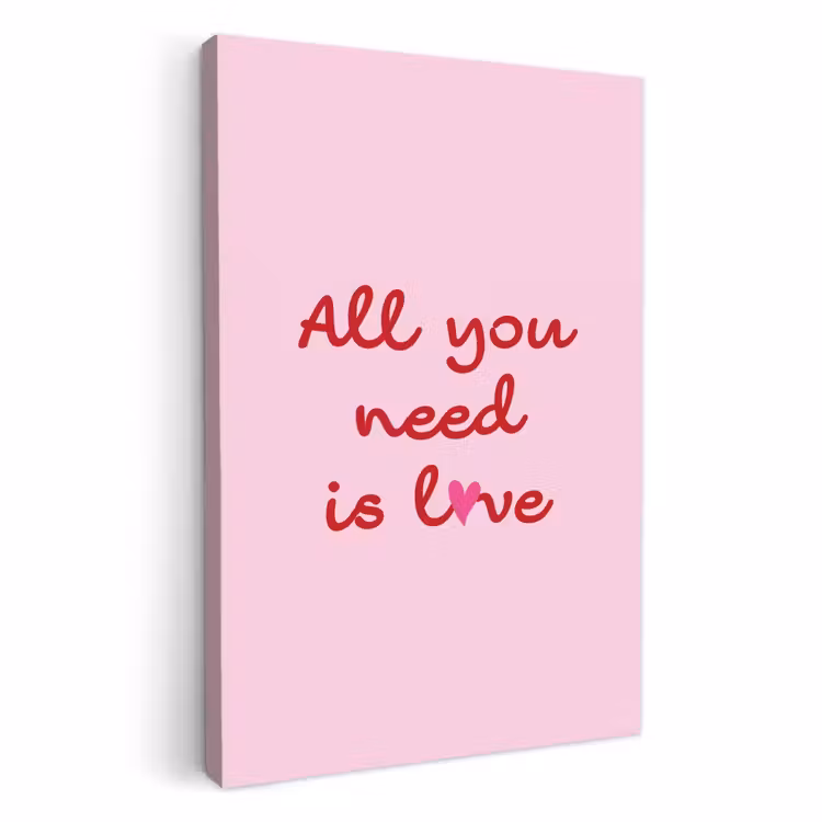 Canvas schilderij - Tekst - Roze - Love - Hart — 3