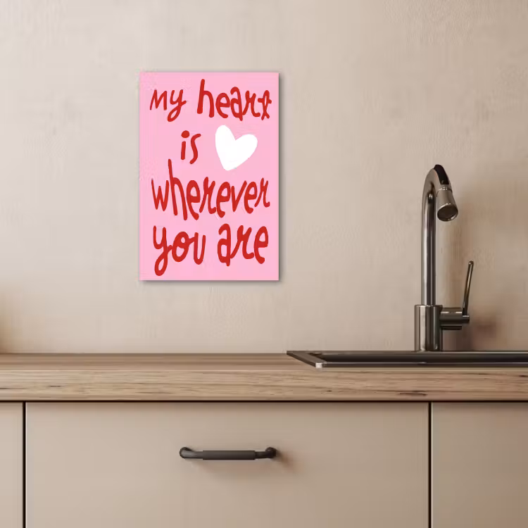 Canvas schilderij - Valentijn - Hart - Liefde - Roze — 5