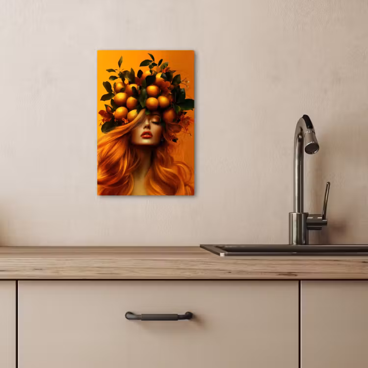 Canvas schilderij - Vrouw - Citroenen - Bloesem - Geel — 1
