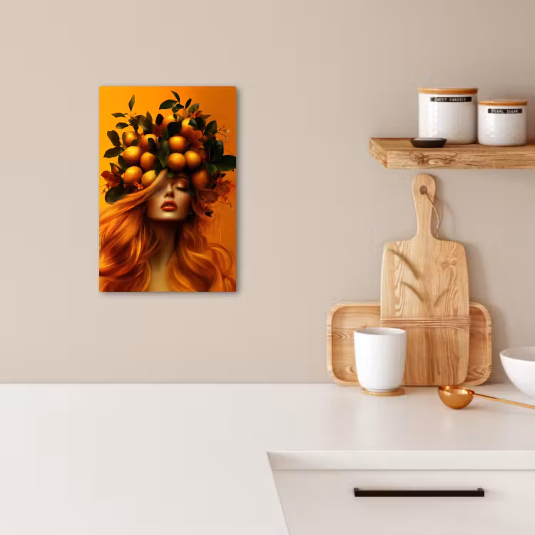 Canvas schilderij - Vrouw - Citroenen - Bloesem - Geel — 4