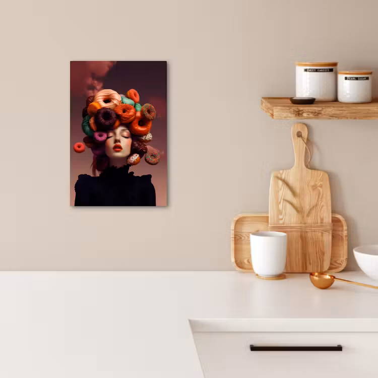 Canvas schilderij - Vrouw - Donuts - Kleurrijk — 3