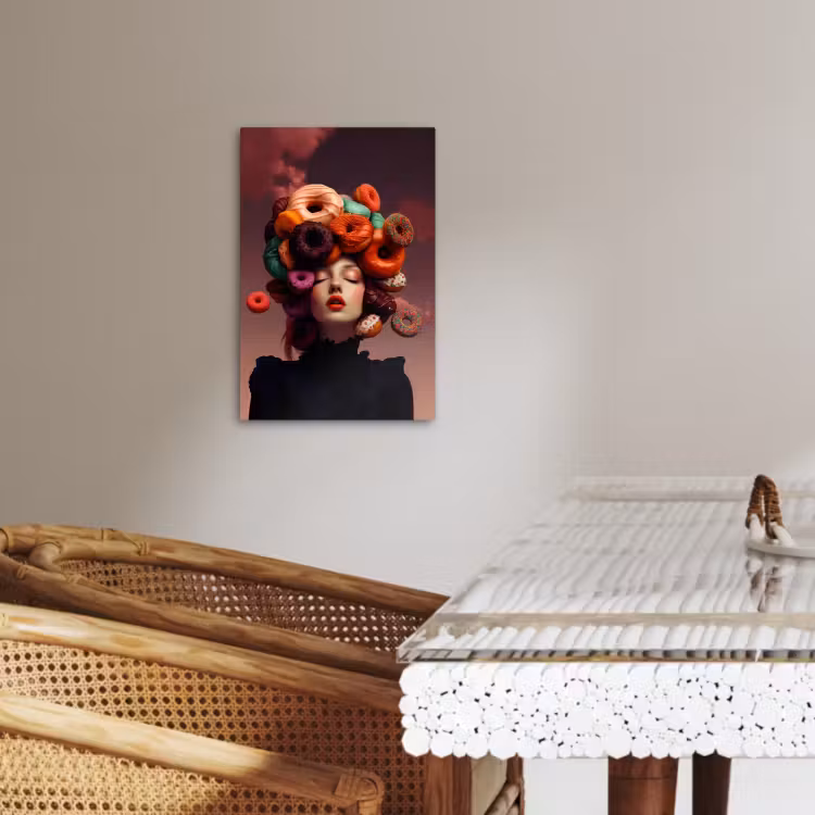 Canvas schilderij - Vrouw - Donuts - Kleurrijk — 5