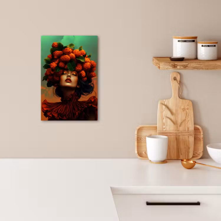 Canvas schilderij - Vrouw - Frambozen - Bladeren — 4