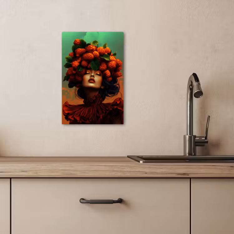 Canvas schilderij - Vrouw - Frambozen - Bladeren — 5