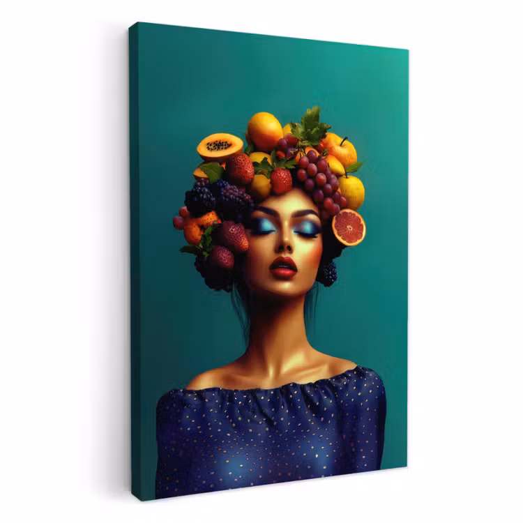 Canvas schilderij - Vrouw - Hoodtooi - Tropisch - Fruit - Druiven — 1