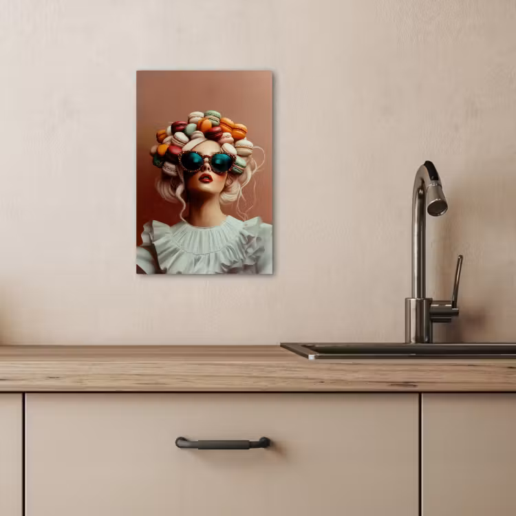 Canvas schilderij - Vrouw - Macarons - Bril — 4