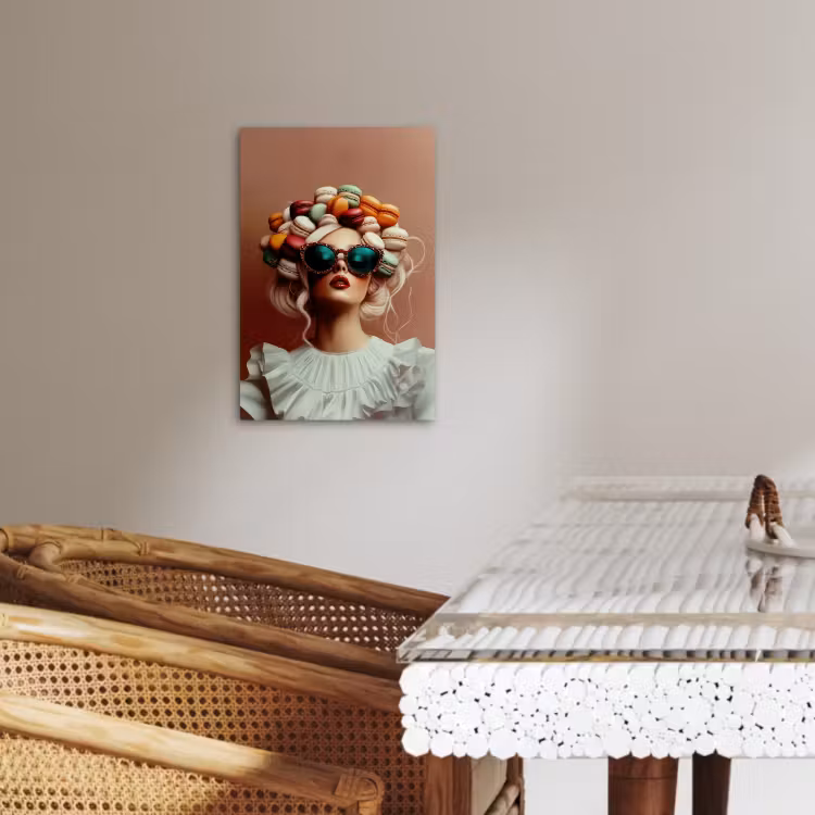 Canvas schilderij - Vrouw - Macarons - Bril — 5