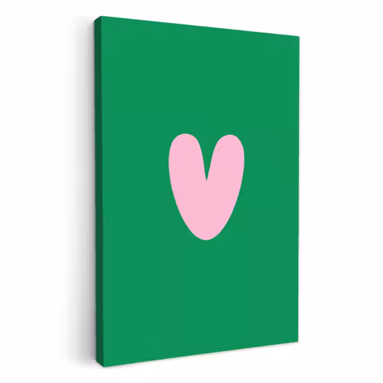 Canvas schilderij - Groen - Hart - Minimalistisch - Valentijn — 2