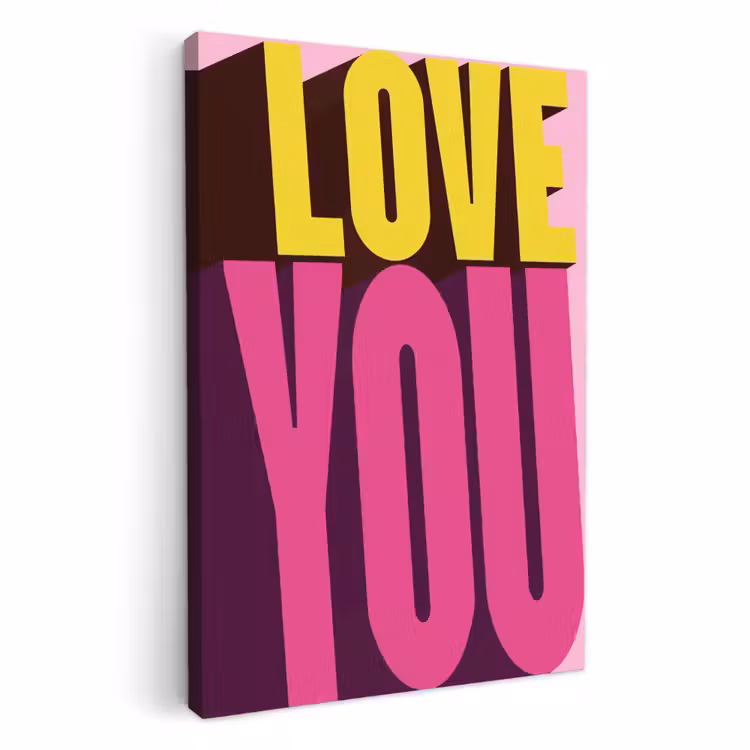 Canvas schilderij - Love - Tekst - Roze - Valentijn — 2