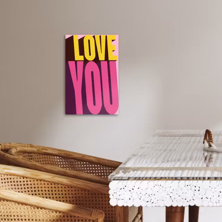 Canvas schilderij - Love - Tekst - Roze - Valentijn — 3