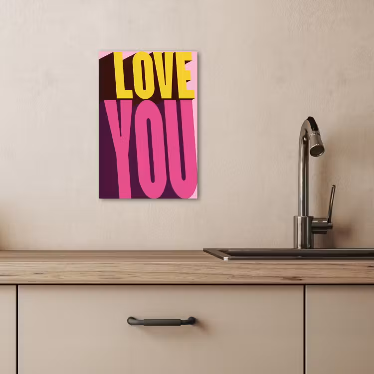 Canvas schilderij - Love - Tekst - Roze - Valentijn — 5