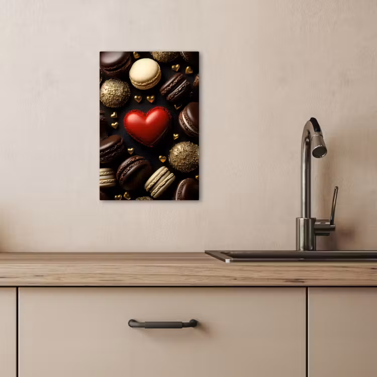 Canvas schilderij - Macarons - Rood - Hart — 3