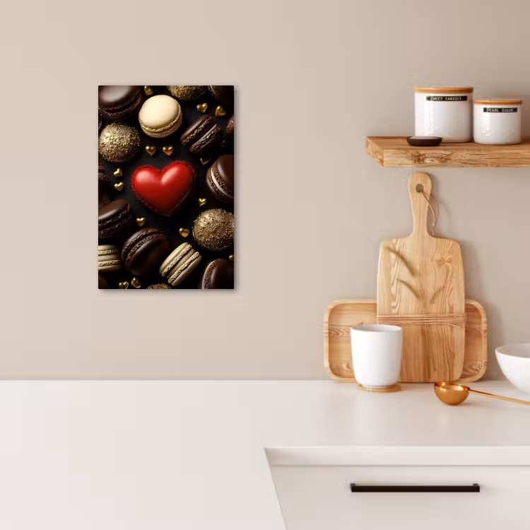 Canvas schilderij - Macarons - Rood - Hart — 4