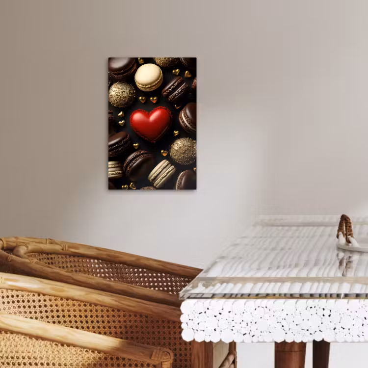 Canvas schilderij - Macarons - Rood - Hart — 5