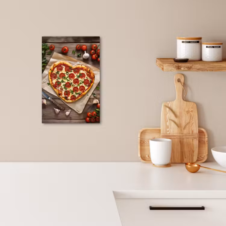 Canvas schilderij - Pizza - Hart - Pepperoni - Tomaat — 3